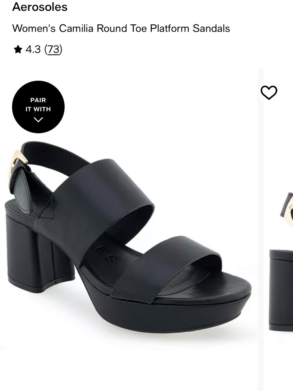 AEROSOLES Black Camilia Platform Slingback Sandals-size 9
